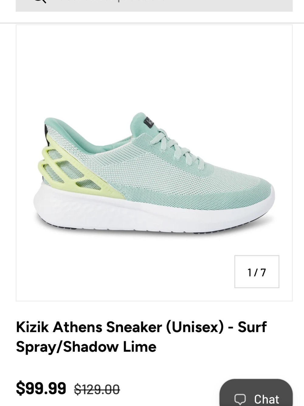 Kizik Athens Lightweight Sneaker in Surf Spray with Shadow Lime